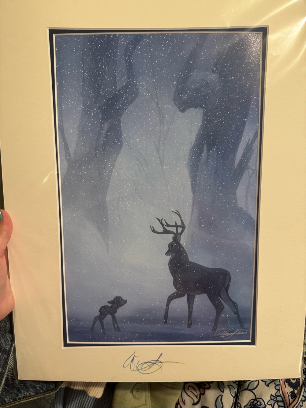 Blue Deer Silhouette Wall Art Print by